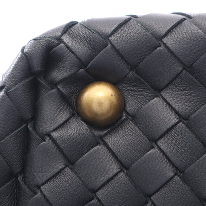 イントレチャート ハンドバッグ ミニボストンバッグ レザー ブラック ボッテガヴェネタ バッグ BOTTEGA VENETA