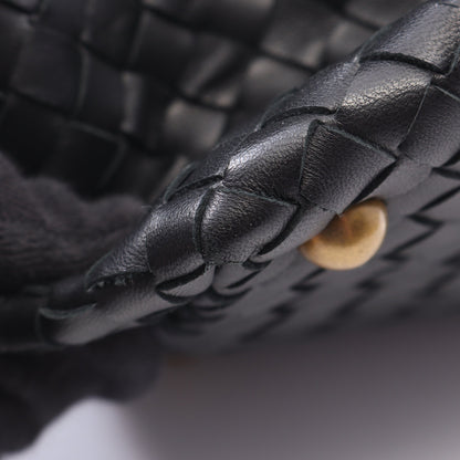 イントレチャート ハンドバッグ ミニボストンバッグ レザー ブラック ボッテガヴェネタ バッグ BOTTEGA VENETA