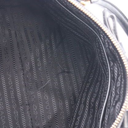 LOGO JACQUARD ロゴジャガード ハンドバッグ キャンバス レザー ブラック プラダ