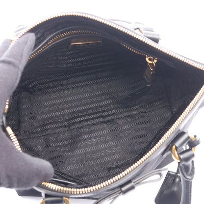 LOGO JACQUARD ロゴジャガード ハンドバッグ キャンバス レザー ブラック プラダ