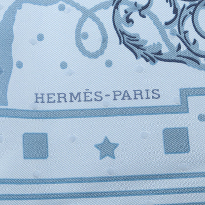カレ55 Les Cles bandana スカーフ シルク ライトブルー マルチカラー エルメス 財布・小物 HERMES