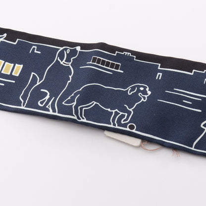 ツイリー LES CHIENS PARISIENS リボン スカーフ シルク ネイビー マルチカラー エルメス