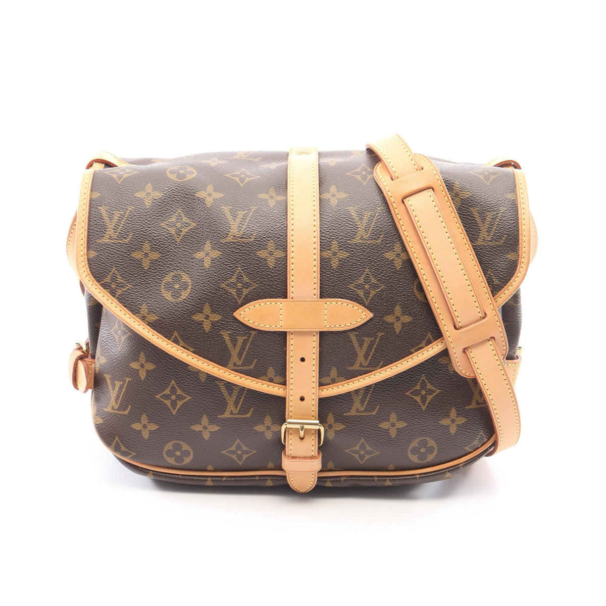 ソミュール30 モノグラム ショルダーバッグ PVC レザー ブラウン ルイヴィトン バッグ LOUIS VUITTON