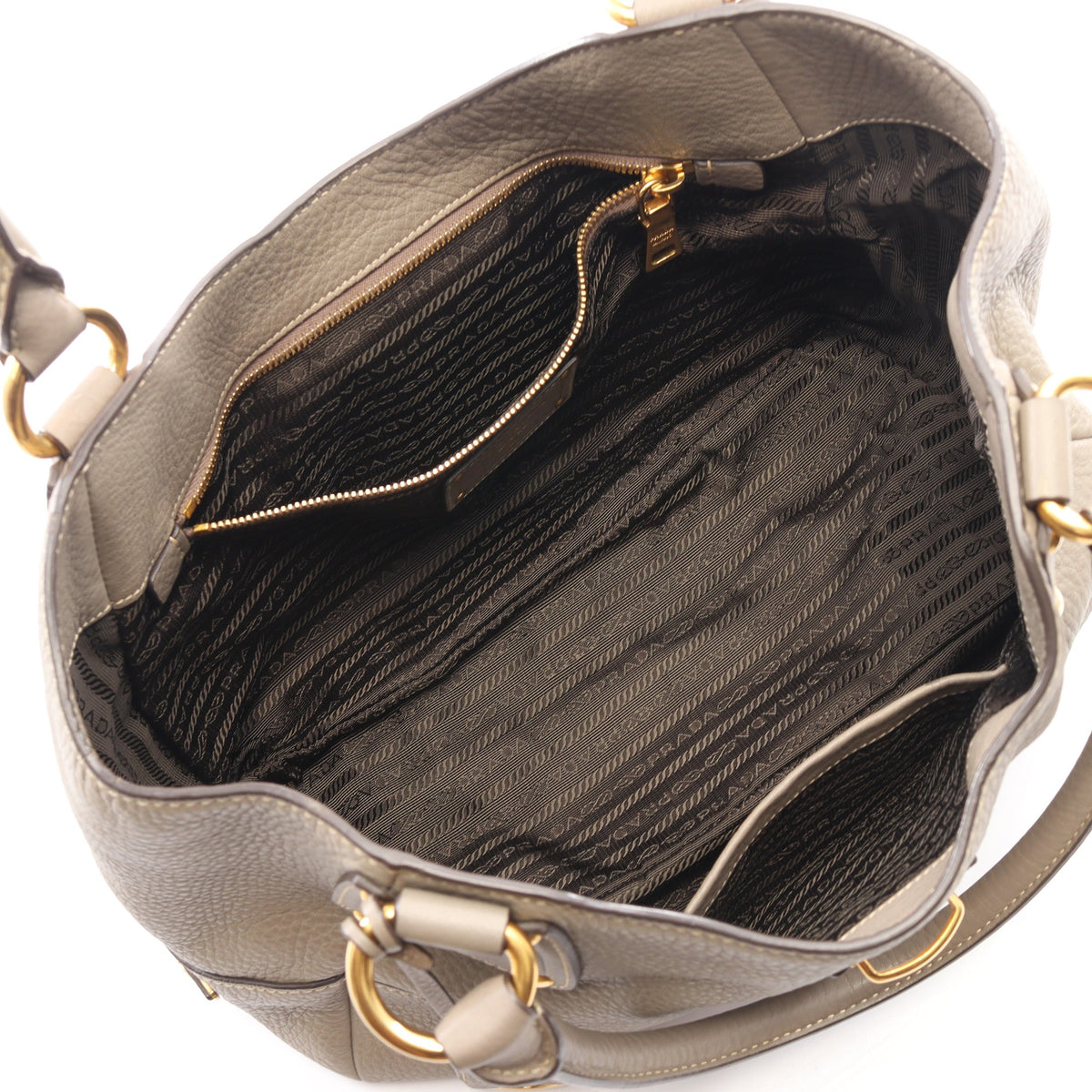 VIT.DAINO ハンドバッグ レザー グレー プラダ バッグ PRADA