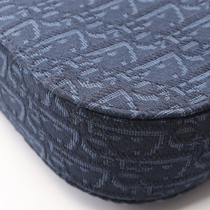 Saddle フラップ付きメッセンジャーバッグ ミニ ショルダーバッグ キャンバス レザー ネイビー クリスチャンディオール