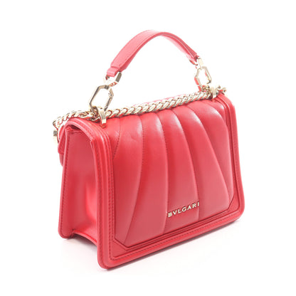 セルペンティ ダイヤモンドブラスト 2WAY ハンドバッグ レザー レッド ブルガリ