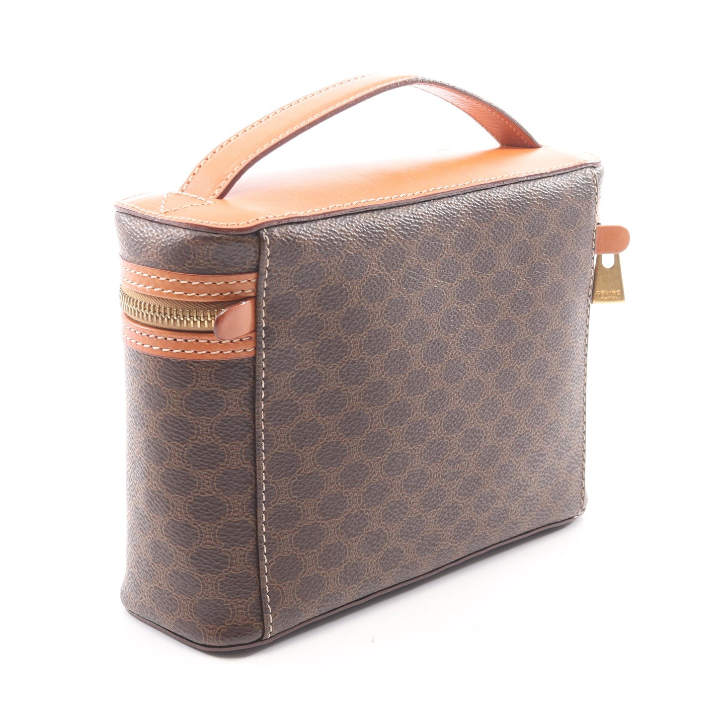 マカダム ハンドバッグ バニティバッグ PVC レザー ダークブラウン ブラウン セリーヌ バッグ CELINE