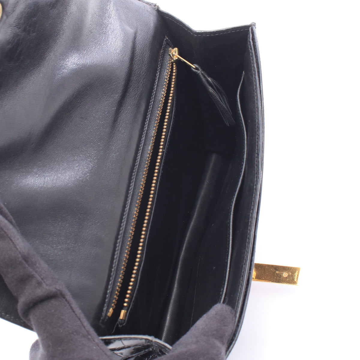 アルカザール チェーンショルダーバッグ クロコダイル カイマン ブラック ゴールド金具 ○K刻印 エルメス バッグ HERMES