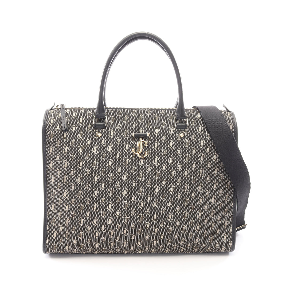 ウェッブ JCロゴジャカード 2WAY ハンドバッグ キャンバス レザー ブラック ジミーチュウ バッグ JIMMY CHOO