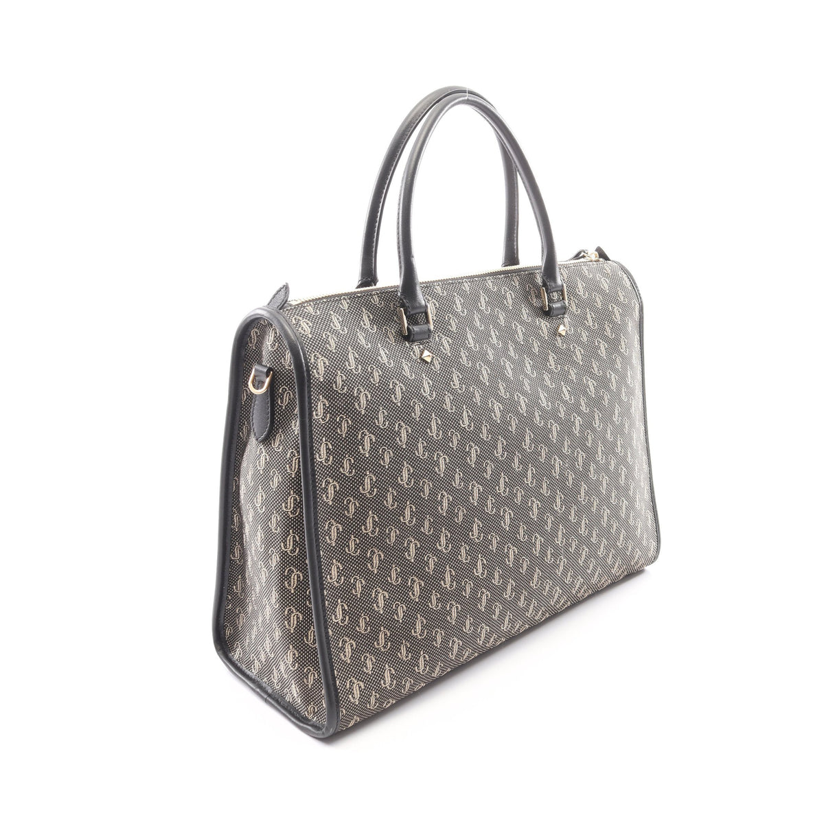 ウェッブ JCロゴジャカード 2WAY ハンドバッグ キャンバス レザー ブラック ジミーチュウ バッグ JIMMY CHOO