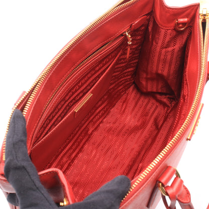 SAFFIANO LUX ガレリア ラージ 2WAY ハンドバッグ トートバッグ サフィアーノレザー レッド プラダ