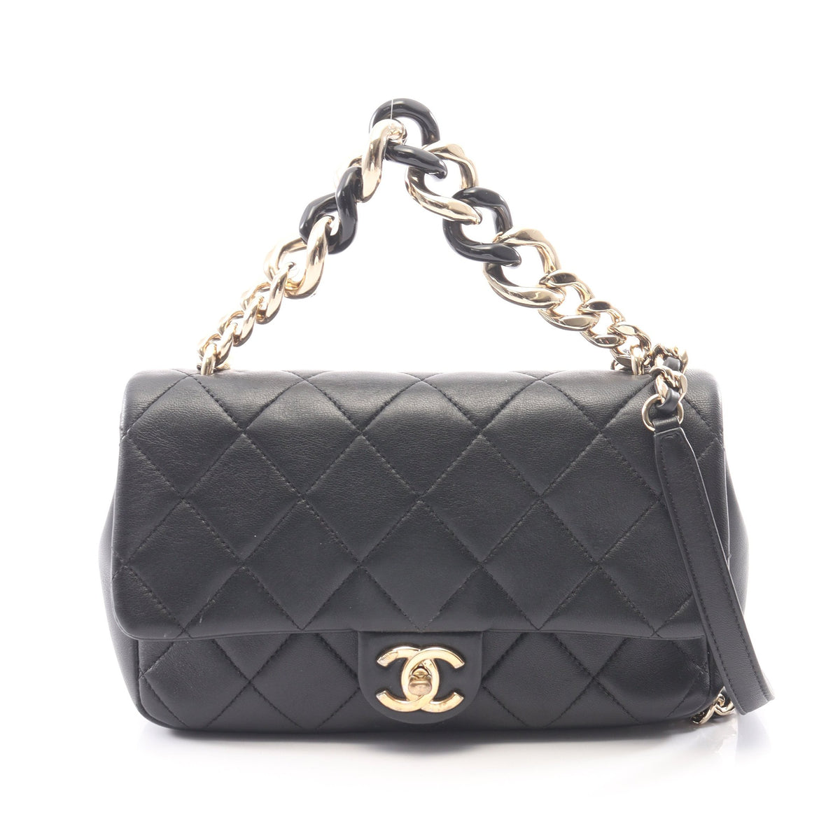 マトラッセ 2WAY チェーンショルダーバッグ ラムスキン ブラック ゴールド金具 シャネル バッグ CHANEL
