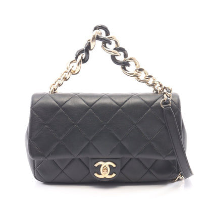 マトラッセ 2WAY チェーンショルダーバッグ ラムスキン ブラック ゴールド金具 シャネル バッグ CHANEL