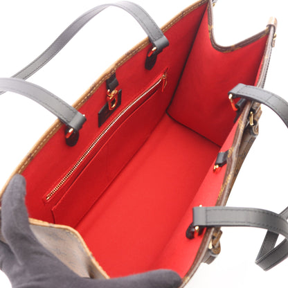 オンザゴーMM モノグラムジャイアント リバース 2WAY ショルダーバッグ トートバッグ PVC レザー ブラウン ベージュ ルイヴィトン