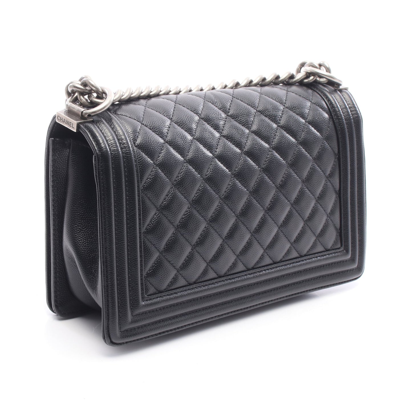 ボーイシャネル チェーンショルダーバッグ キャビアスキン ブラック シルバー金具 シャネル バッグ CHANEL