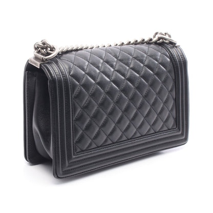 ボーイシャネル チェーンショルダーバッグ キャビアスキン ブラック シルバー金具 シャネル バッグ CHANEL