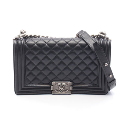 ボーイシャネル チェーンショルダーバッグ キャビアスキン ブラック シルバー金具 シャネル バッグ CHANEL