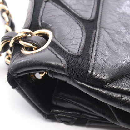 チェーンショルダーバッグ キャンバス レザー ブラック ゴールド金具 シャネル バッグ CHANEL