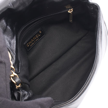 チェーンショルダーバッグ キャンバス レザー ブラック ゴールド金具 シャネル バッグ CHANEL