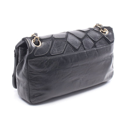 チェーンショルダーバッグ キャンバス レザー ブラック ゴールド金具 シャネル バッグ CHANEL