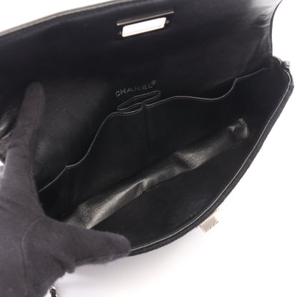 2.55 マトラッセ イーストウエスト チェーンショルダーバッグ キャンバス エナメルレザー ブラック シルバー金具 シャネル バッグ CHANEL
