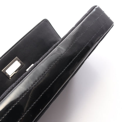 2.55 マトラッセ イーストウエスト チェーンショルダーバッグ キャンバス エナメルレザー ブラック シルバー金具 シャネル バッグ CHANEL