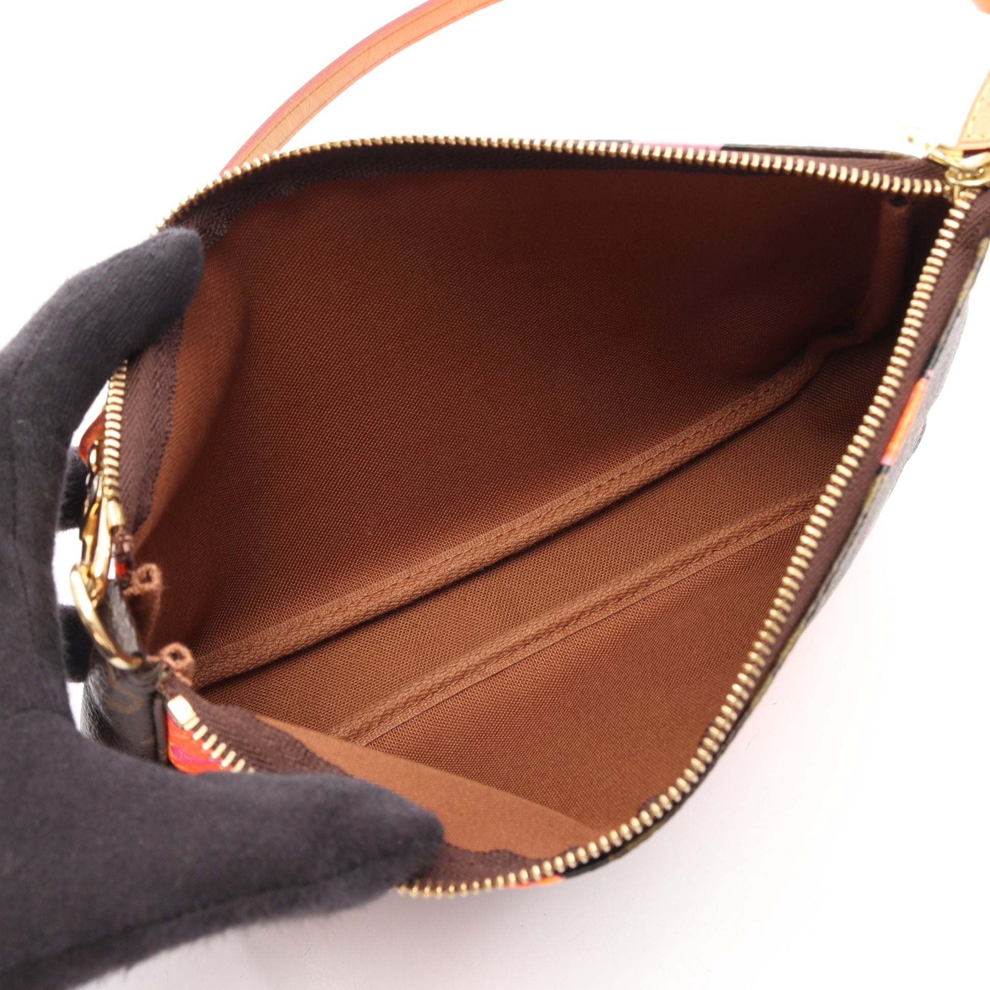 ポシェット アクセソワール モノグラムローズ ハンドバッグ PVC レザー ブラウン マルチカラー ルイヴィトン バッグ LOUIS VUITTON