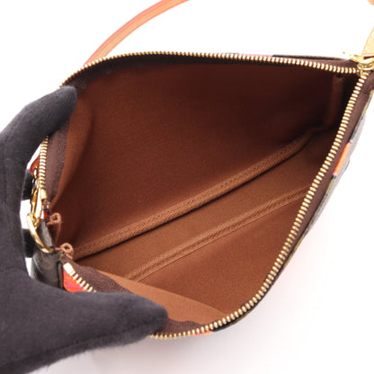 ポシェット アクセソワール モノグラムローズ ハンドバッグ PVC レザー ブラウン マルチカラー ルイヴィトン バッグ LOUIS VUITTON