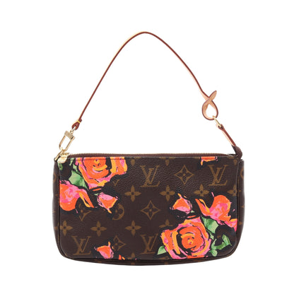 ポシェット アクセソワール モノグラムローズ ハンドバッグ PVC レザー ブラウン マルチカラー ルイヴィトン バッグ LOUIS VUITTON