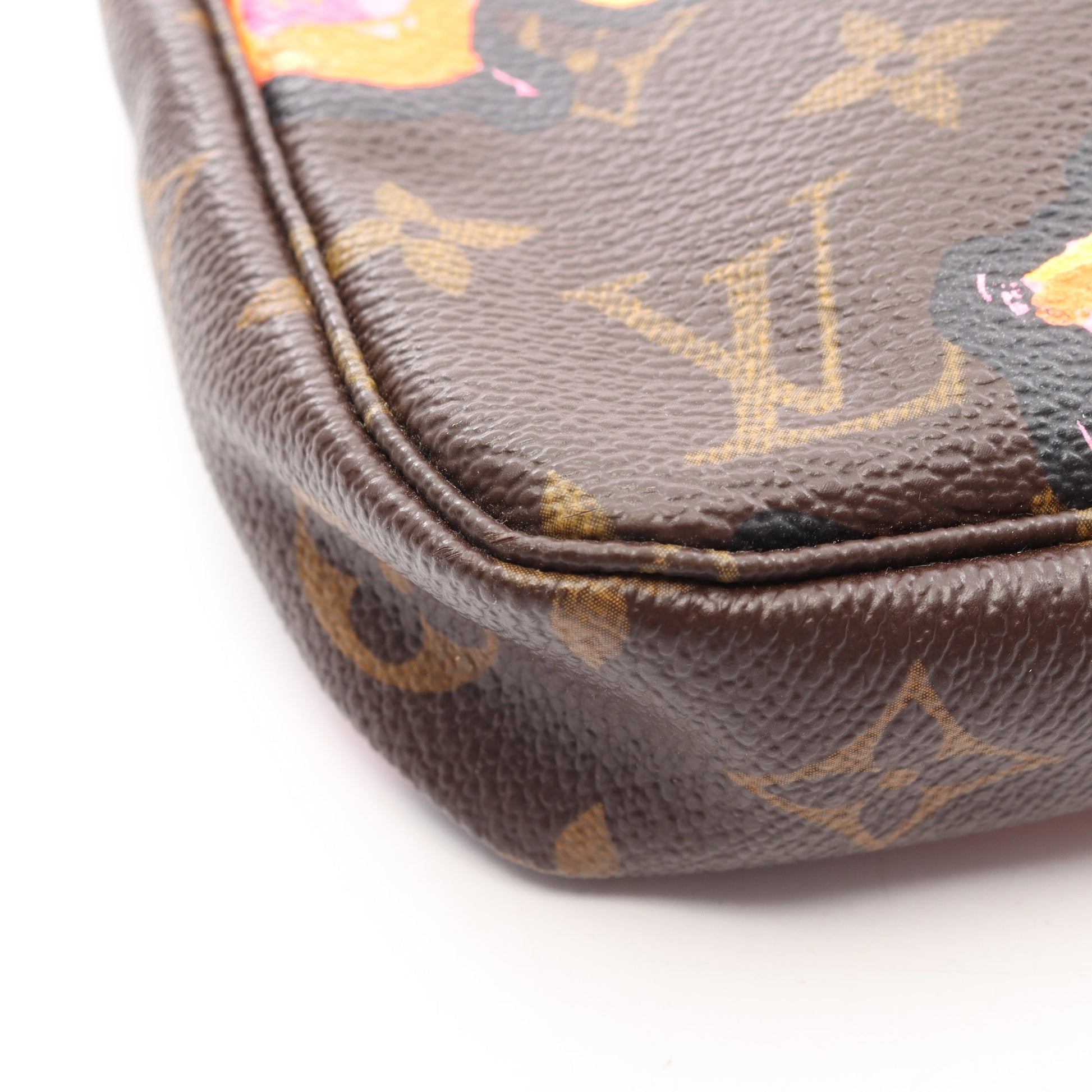 ポシェット アクセソワール モノグラムローズ ハンドバッグ PVC レザー ブラウン マルチカラー ルイヴィトン バッグ LOUIS VUITTON