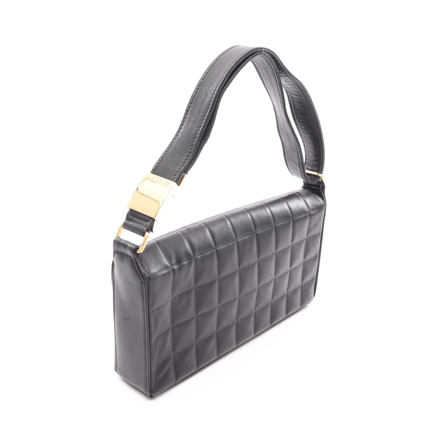チョコバー ココマーク ワンショルダーバッグ ラムスキン ブラック ゴールド金具 シャネル バッグ CHANEL