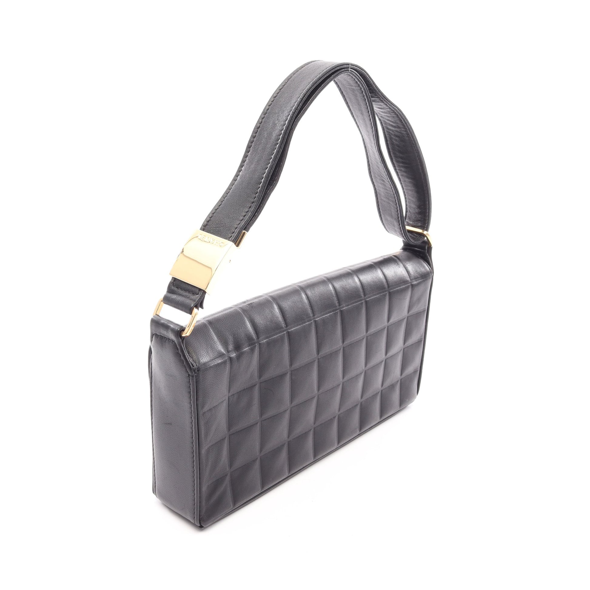 チョコバー ココマーク ワンショルダーバッグ ラムスキン ブラック ゴールド金具 シャネル バッグ CHANEL