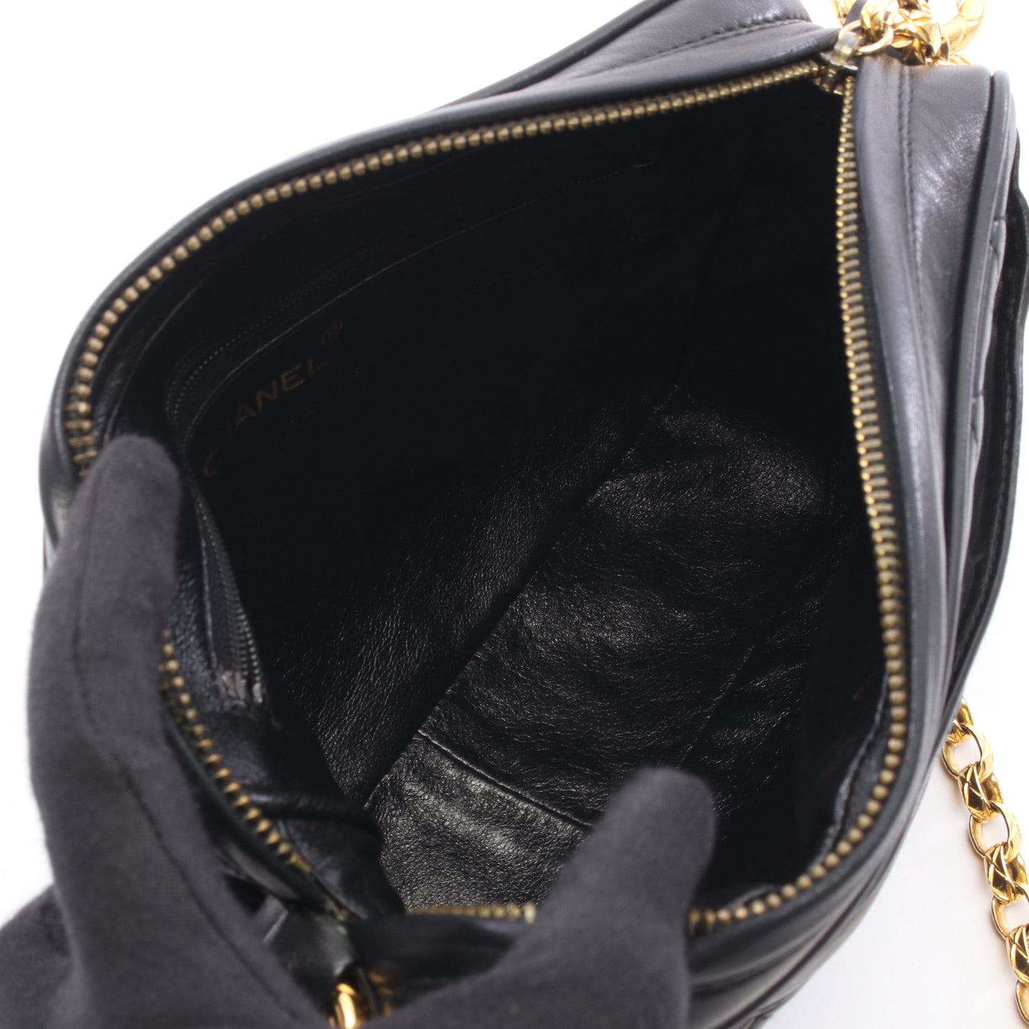 マトラッセ タッセル チェーンショルダーバッグ ラムスキン ブラック ゴールド金具 シャネル バッグ CHANEL
