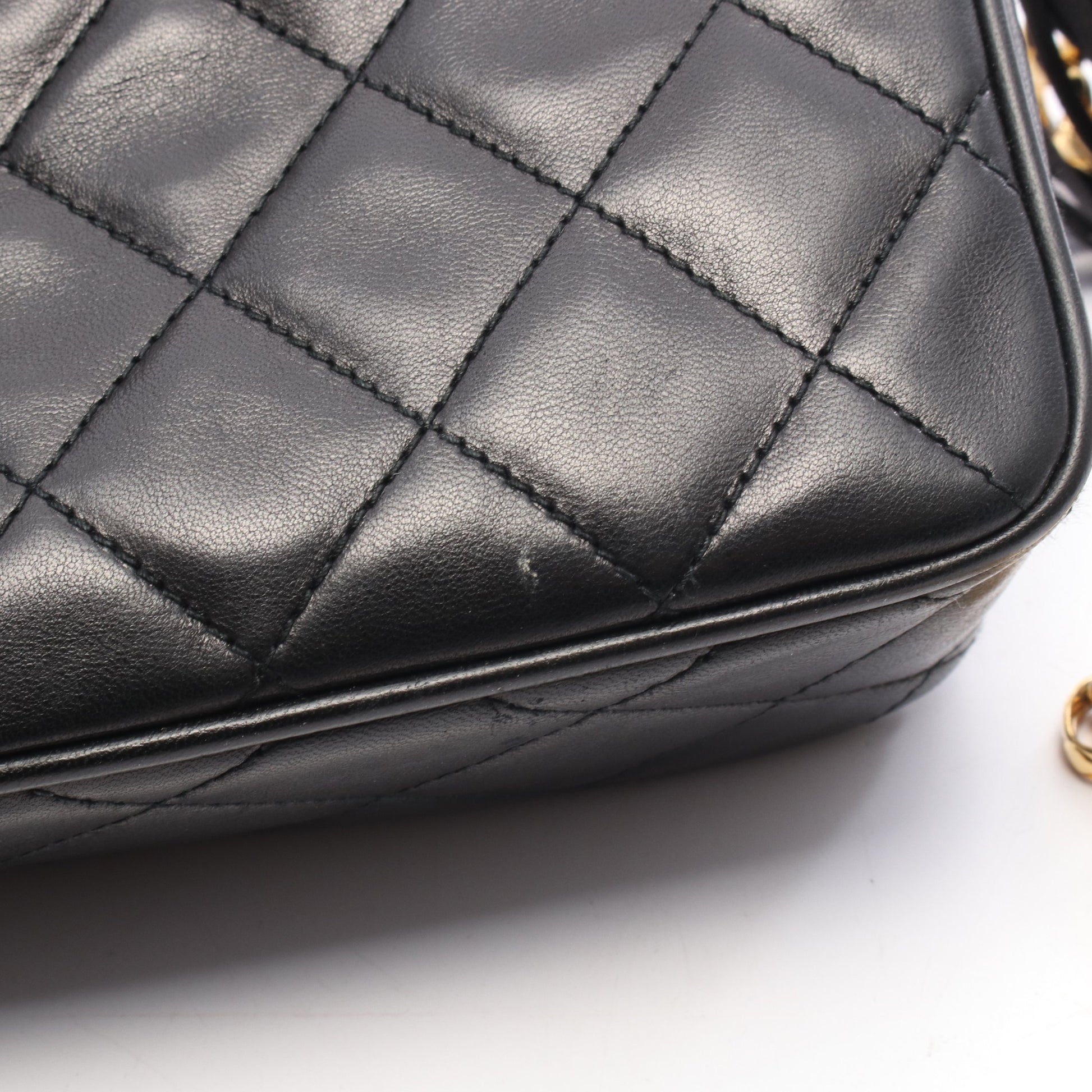 マトラッセ タッセル チェーンショルダーバッグ ラムスキン ブラック ゴールド金具 シャネル バッグ CHANEL