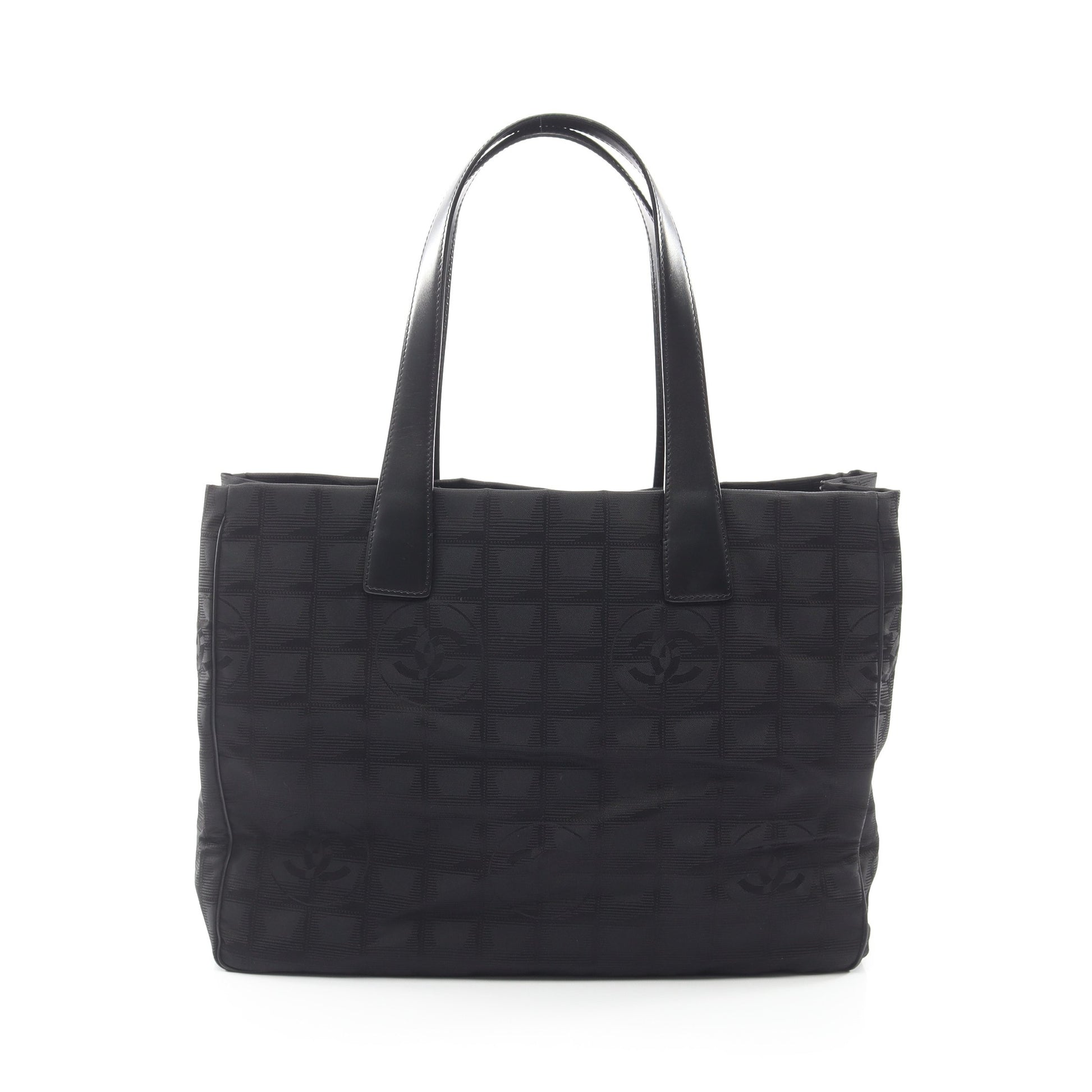 ニュートラベルラインMM ハンドバッグ トートバッグ ナイロンキャンバス レザー ブラック ゴールド金具 シャネル バッグ CHANEL
