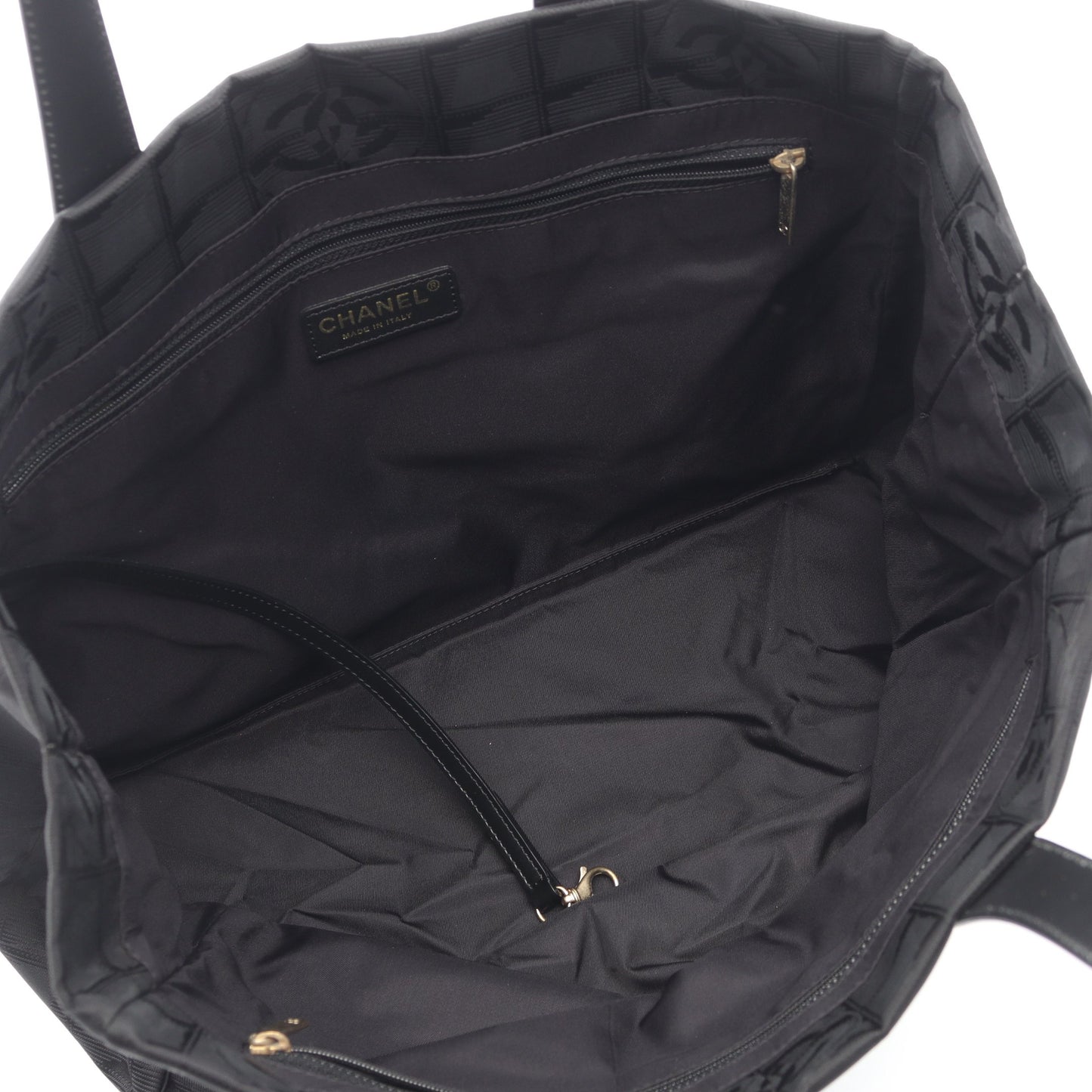ニュートラベルラインMM ハンドバッグ トートバッグ ナイロンキャンバス レザー ブラック ゴールド金具 シャネル バッグ CHANEL