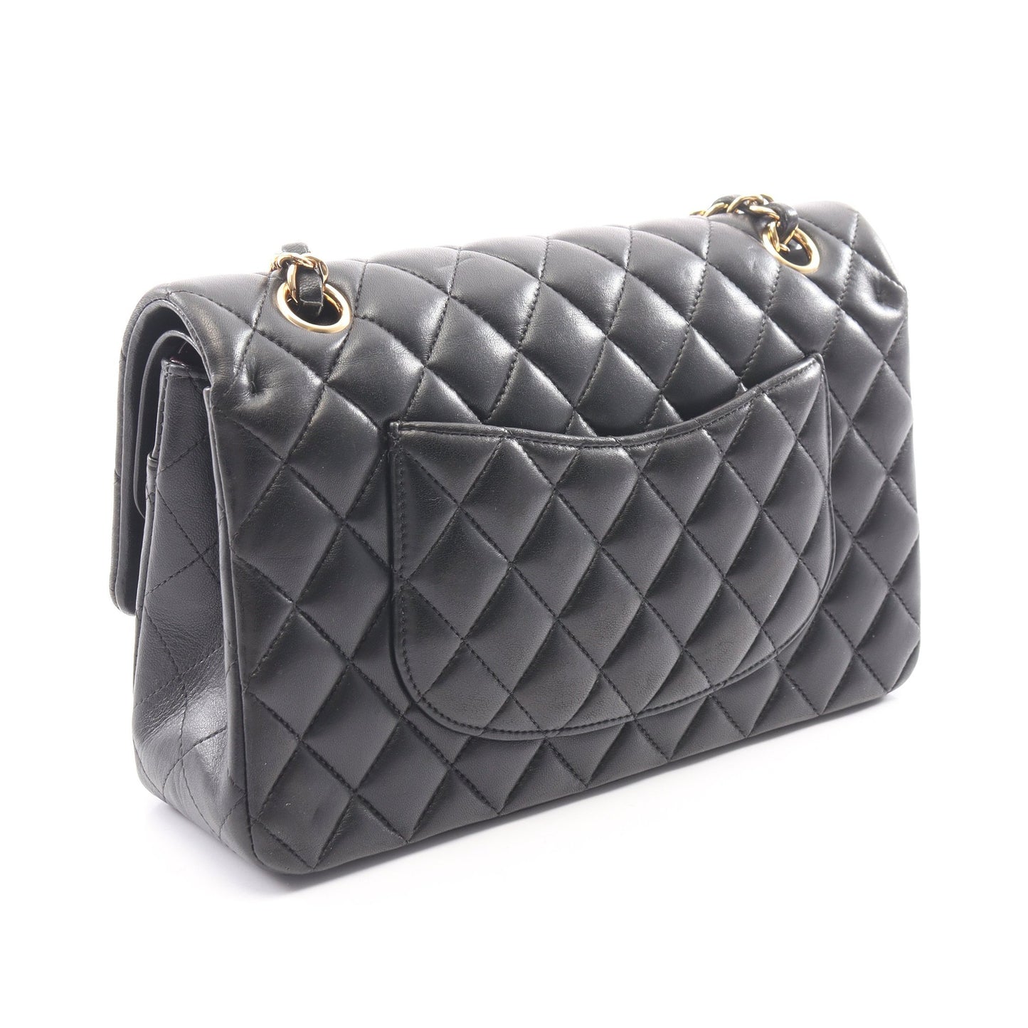 マトラッセ Wフラップ Wチェーンショルダーバッグ ラムスキン ブラック ゴールド金具 シャネル バッグ CHANEL