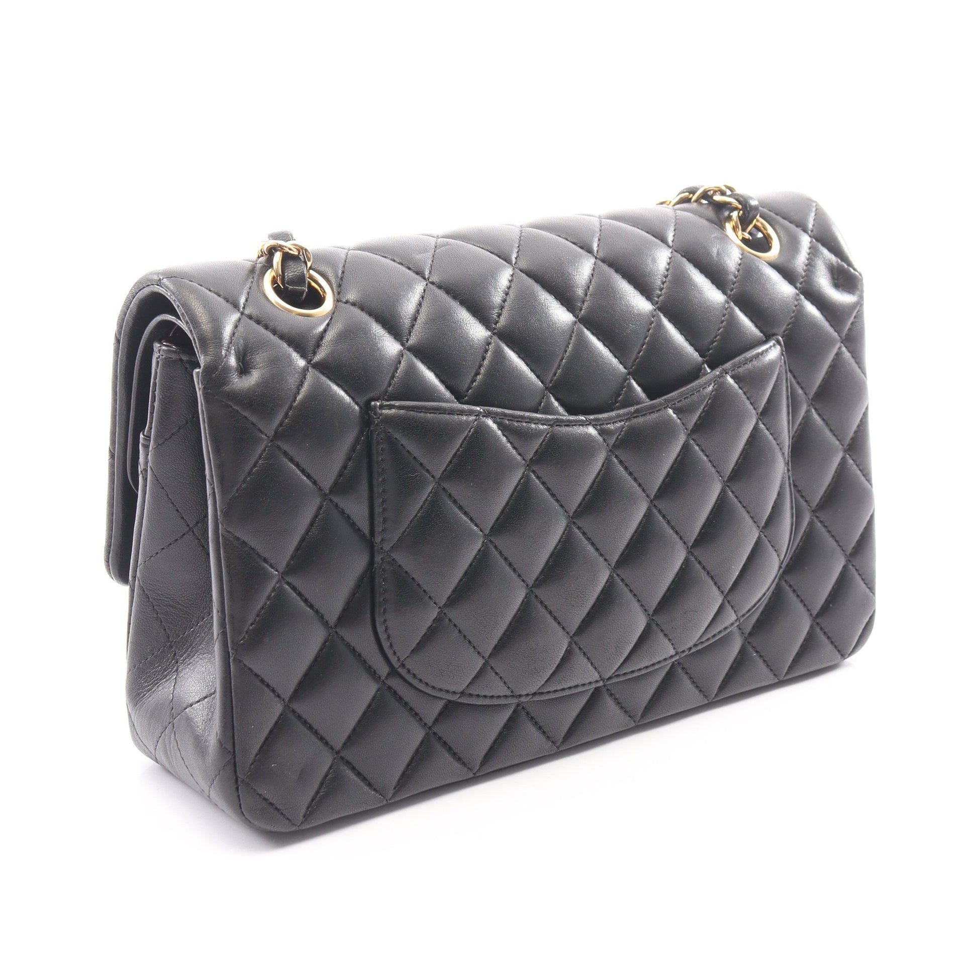 マトラッセ Wフラップ Wチェーンショルダーバッグ ラムスキン ブラック ゴールド金具 シャネル バッグ CHANEL