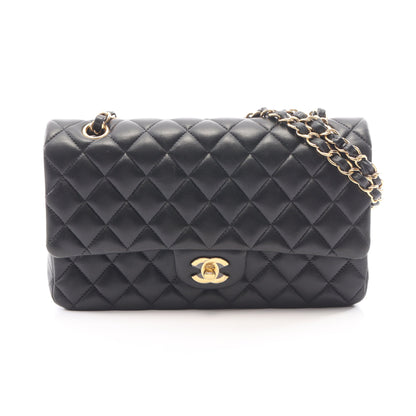 マトラッセ Wフラップ Wチェーンショルダーバッグ ラムスキン ブラック ゴールド金具 シャネル バッグ CHANEL