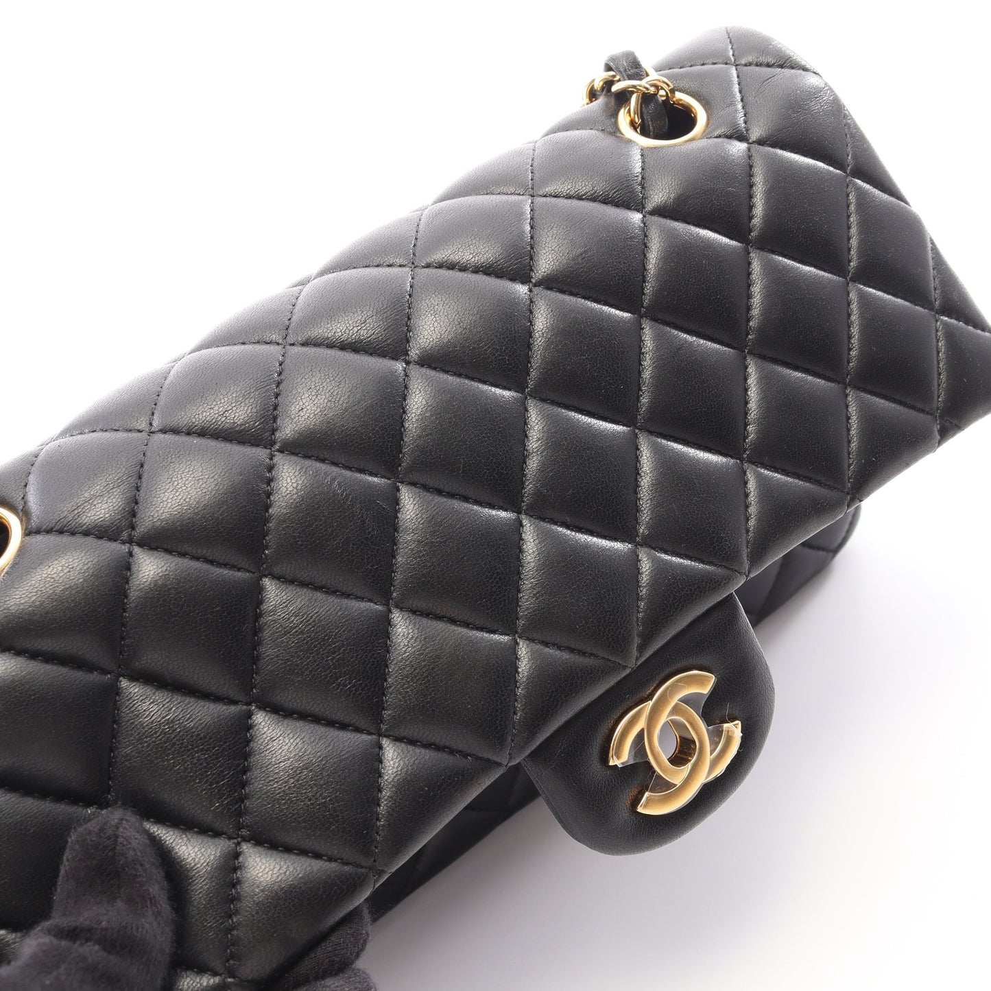 マトラッセ Wフラップ Wチェーンショルダーバッグ ラムスキン ブラック ゴールド金具 シャネル バッグ CHANEL