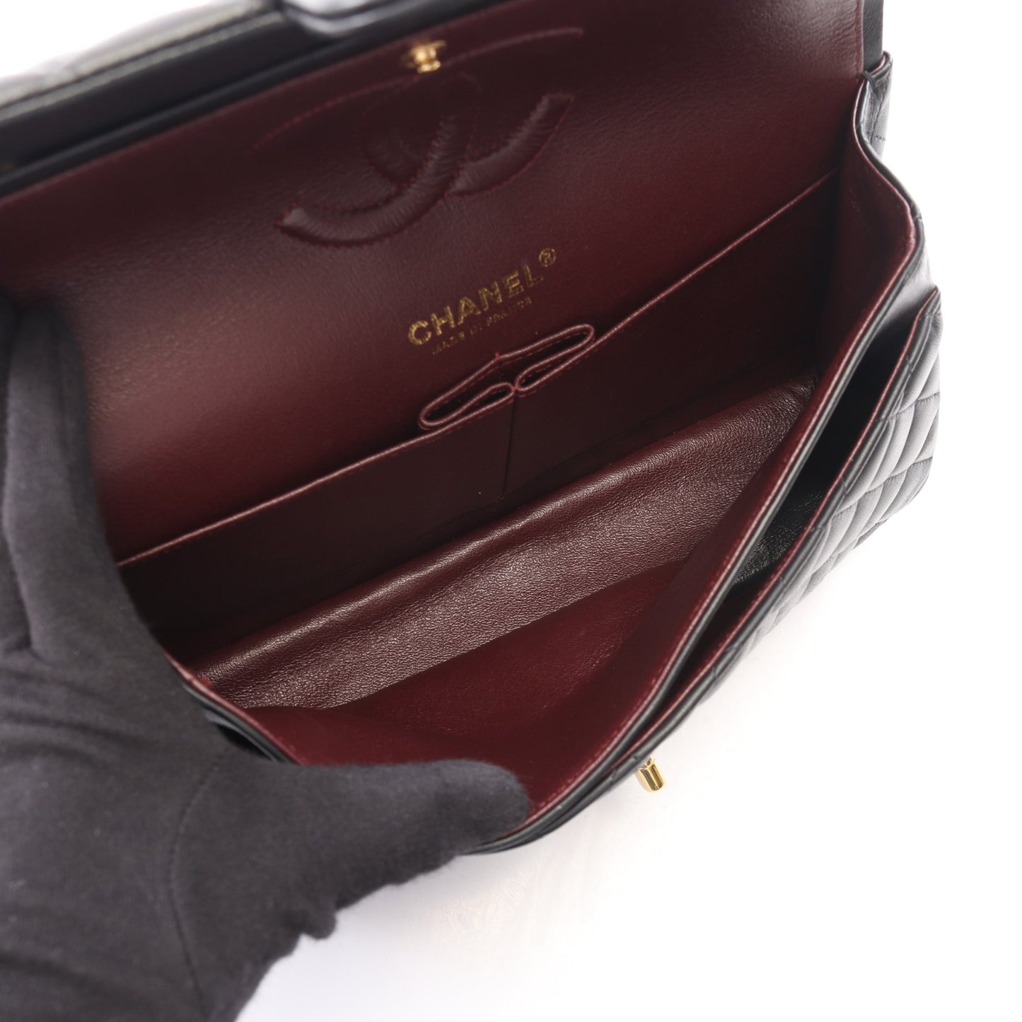 マトラッセ Wフラップ Wチェーンショルダーバッグ ラムスキン ブラック ゴールド金具 シャネル バッグ CHANEL