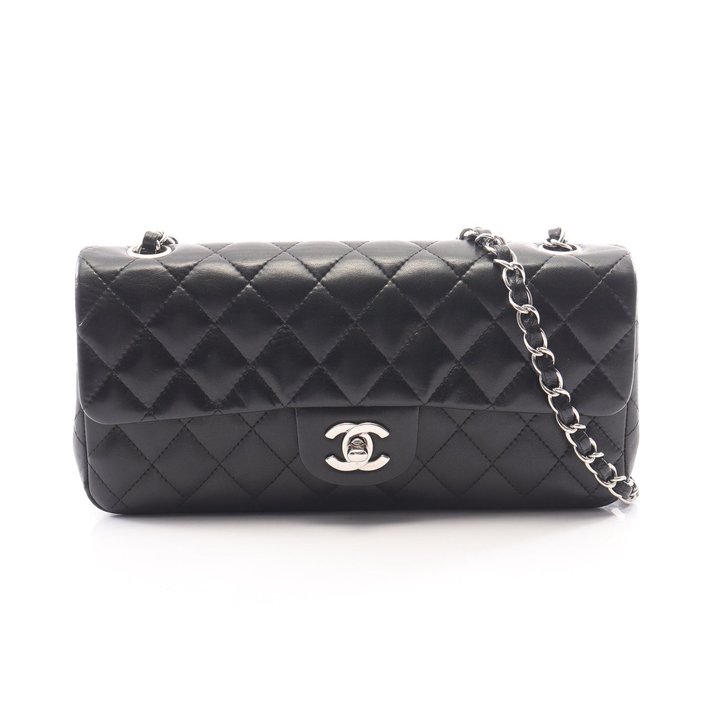 マトラッセ イーストウエスト チェーンショルダーバッグ ラムスキン ブラック シルバー金具 シャネル バッグ CHANEL