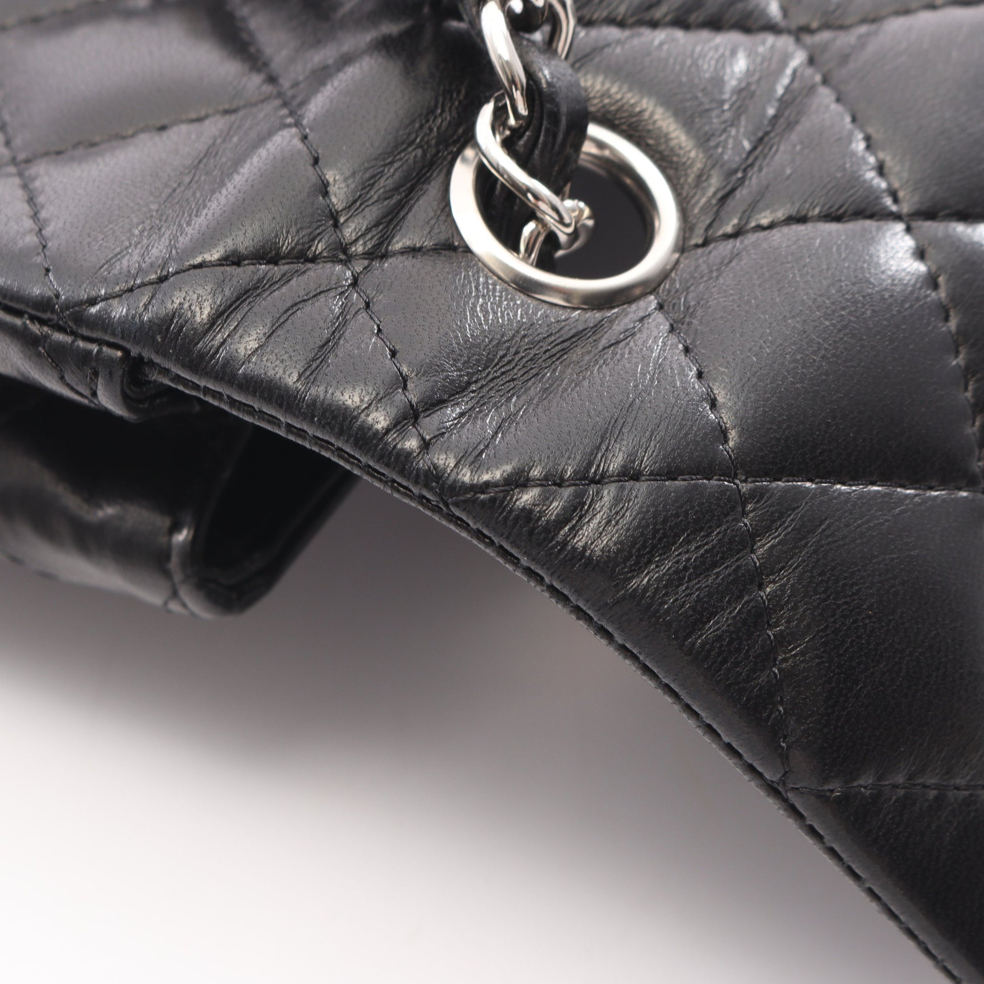 マトラッセ イーストウエスト チェーンショルダーバッグ ラムスキン ブラック シルバー金具 シャネル バッグ CHANEL