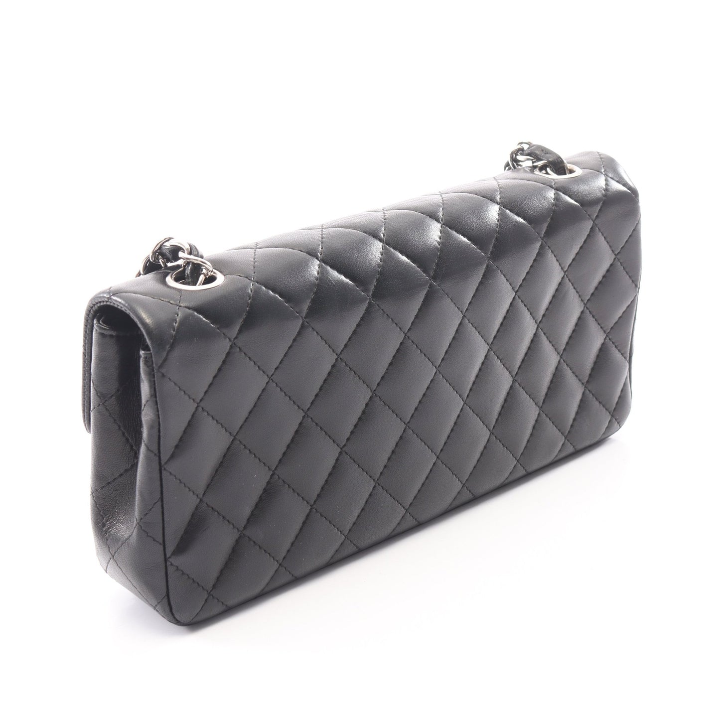 マトラッセ イーストウエスト チェーンショルダーバッグ ラムスキン ブラック シルバー金具 シャネル バッグ CHANEL