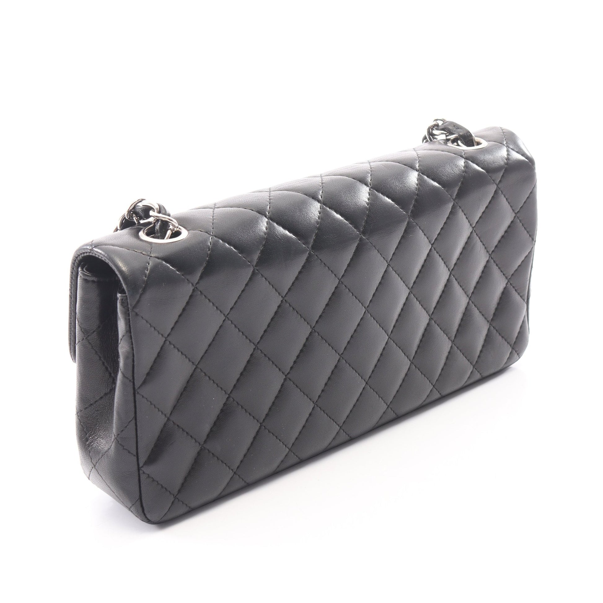 マトラッセ イーストウエスト チェーンショルダーバッグ ラムスキン ブラック シルバー金具 シャネル バッグ CHANEL