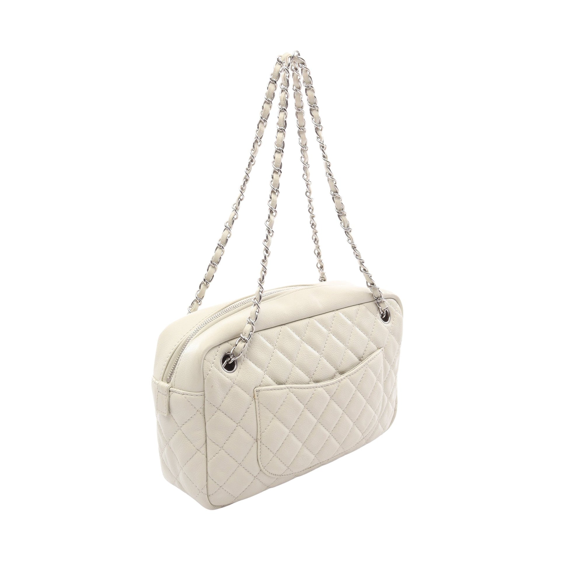 2.55 マトラッセ チェーンショルダーバッグ キャビアスキン オフホワイト シルバー金具 シャネル バッグ CHANEL