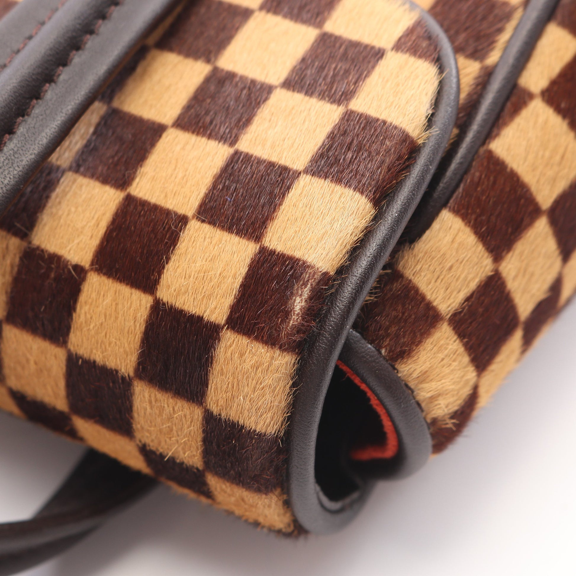 ライオン ダミエソバージュ ハンドバッグ ハラコ レザー ブラウン ルイヴィトン バッグ LOUIS VUITTON