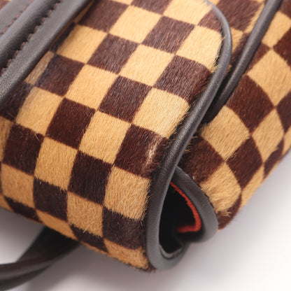 ライオン ダミエソバージュ ハンドバッグ ハラコ レザー ブラウン ルイヴィトン バッグ LOUIS VUITTON