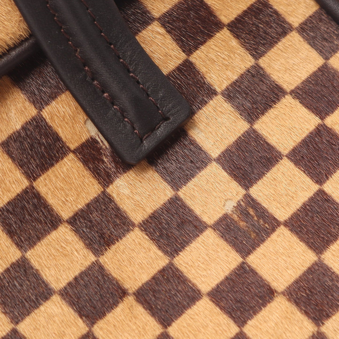 ライオン ダミエソバージュ ハンドバッグ ハラコ レザー ブラウン ルイヴィトン バッグ LOUIS VUITTON