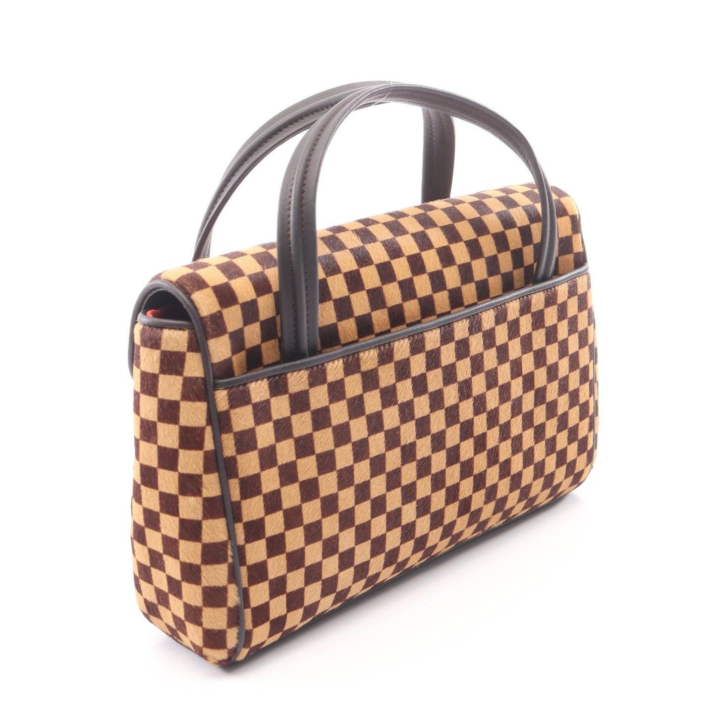 ライオン ダミエソバージュ ハンドバッグ ハラコ レザー ブラウン ルイヴィトン バッグ LOUIS VUITTON